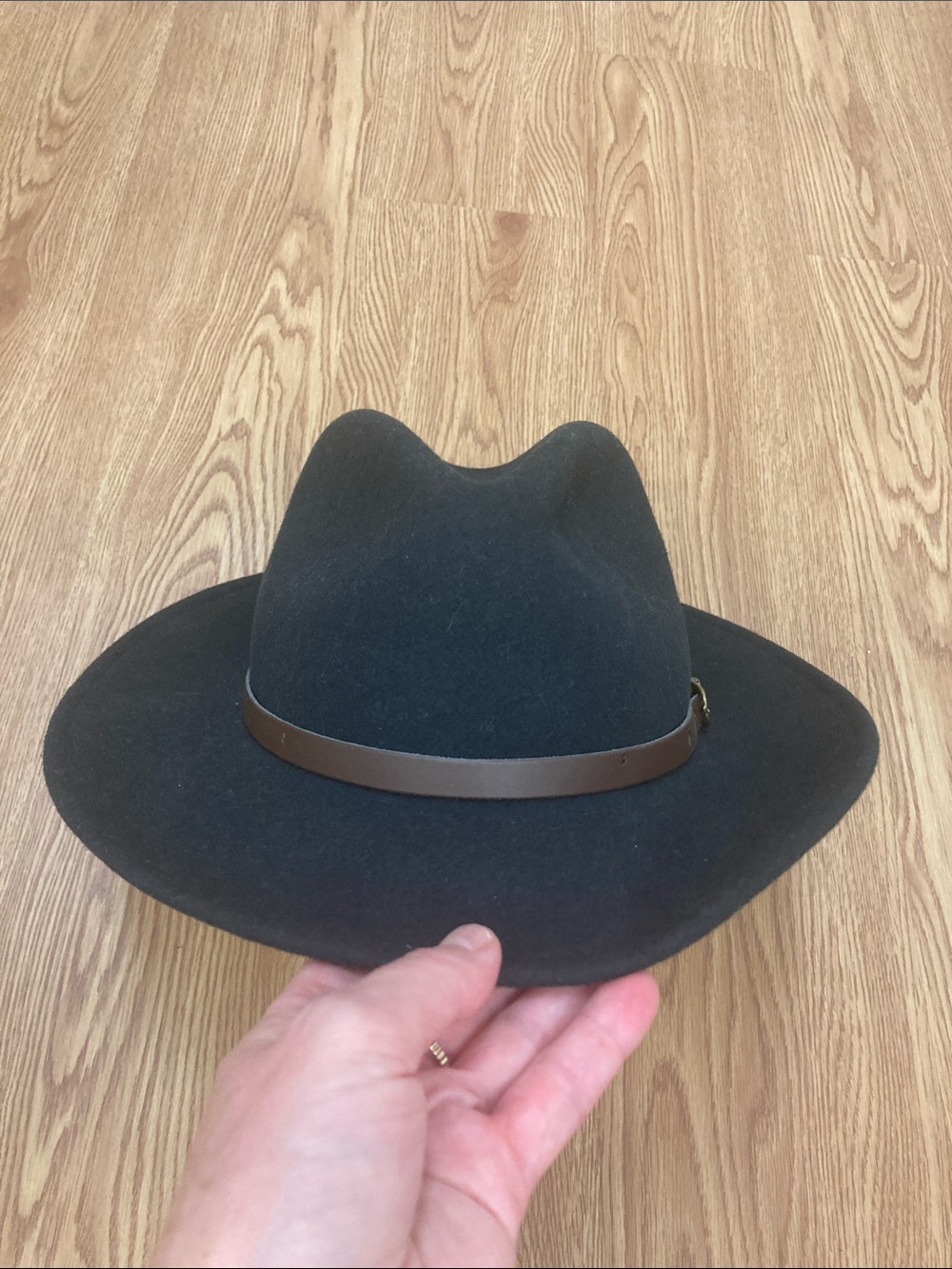 Black Felt Cowboy Fedora with Brown Band
